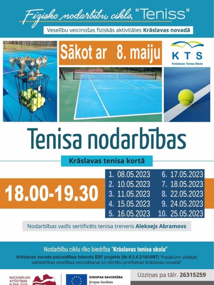 Nodarbību cikla "Teniss" afiša