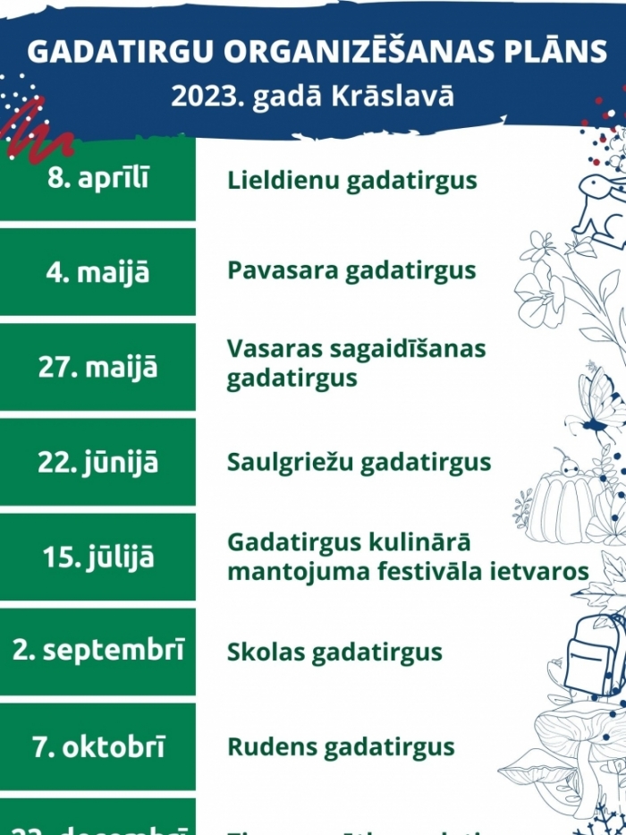 Gadatirgu organizēšanas plāns Krāslavā 2023. gadā