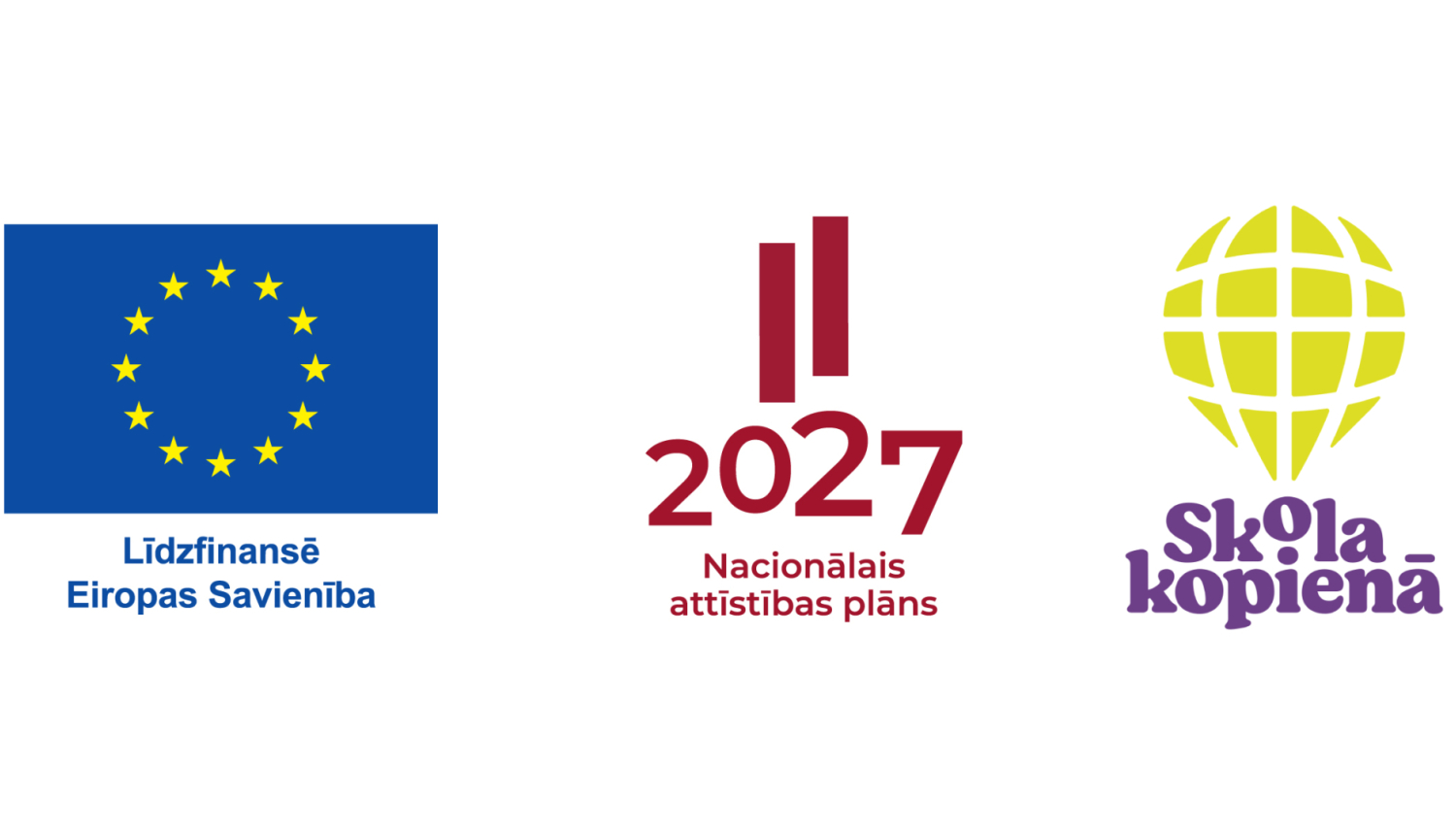 Līdzfinansē ES, NAP 2027, Skola – kopienā logo ansamblis